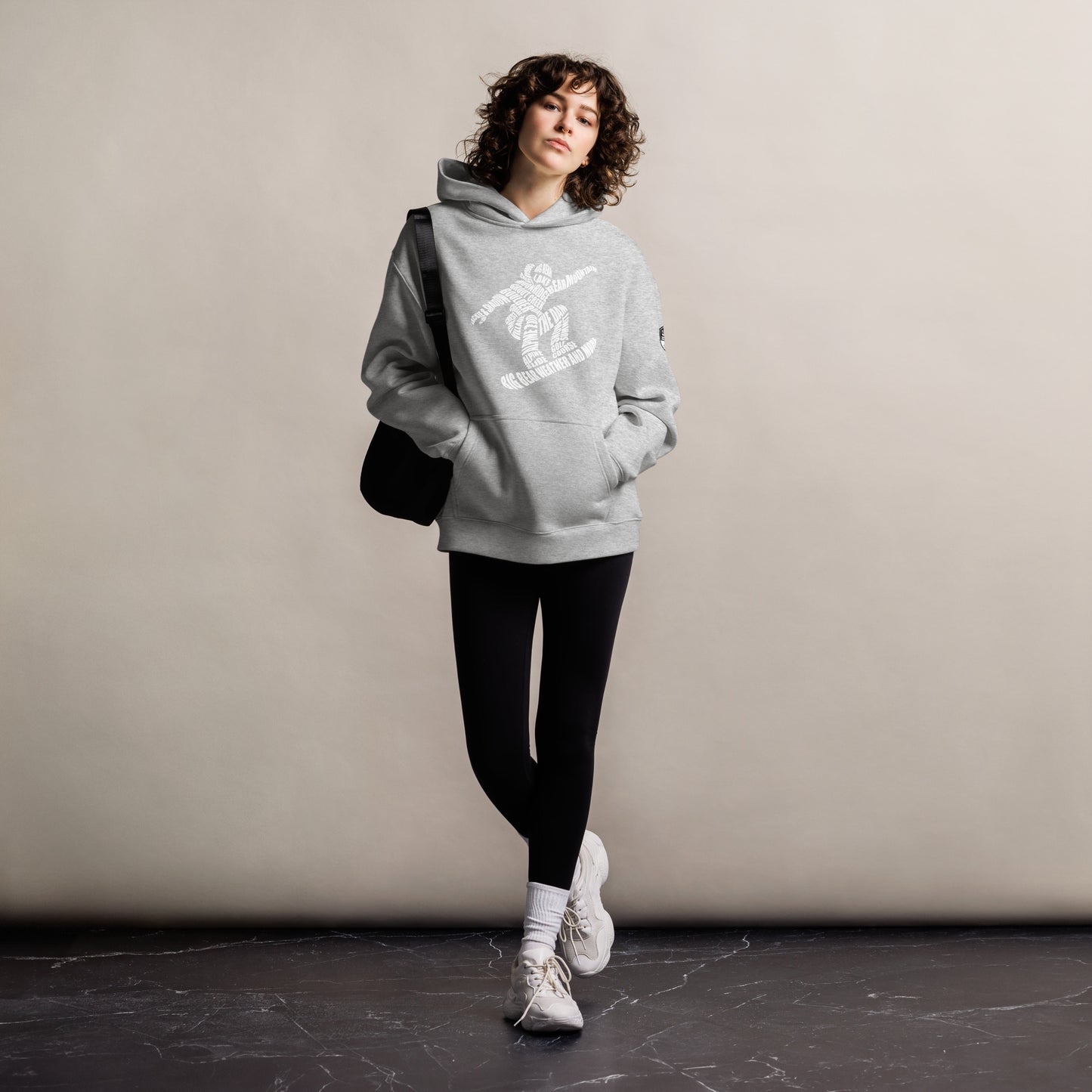 Oversized Snowboarder Typography Hoodie