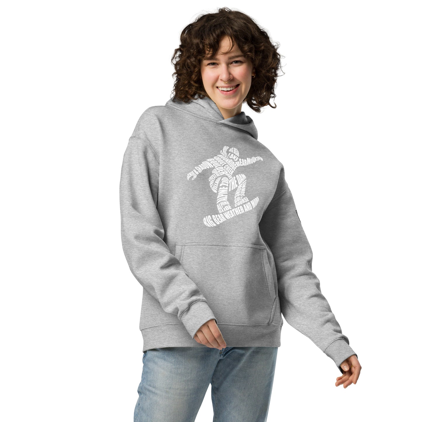 Oversized Snowboarder Typography Hoodie