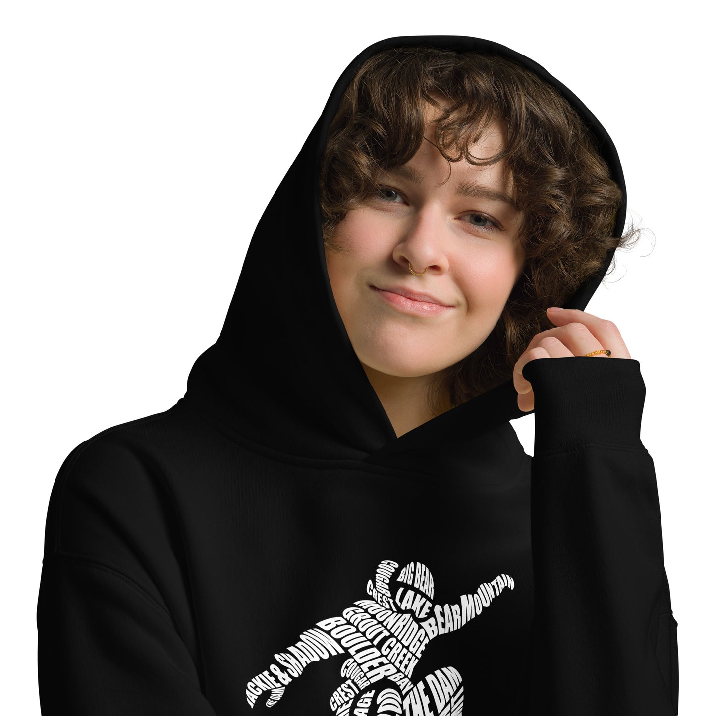 Oversized Snowboarder Typography Hoodie