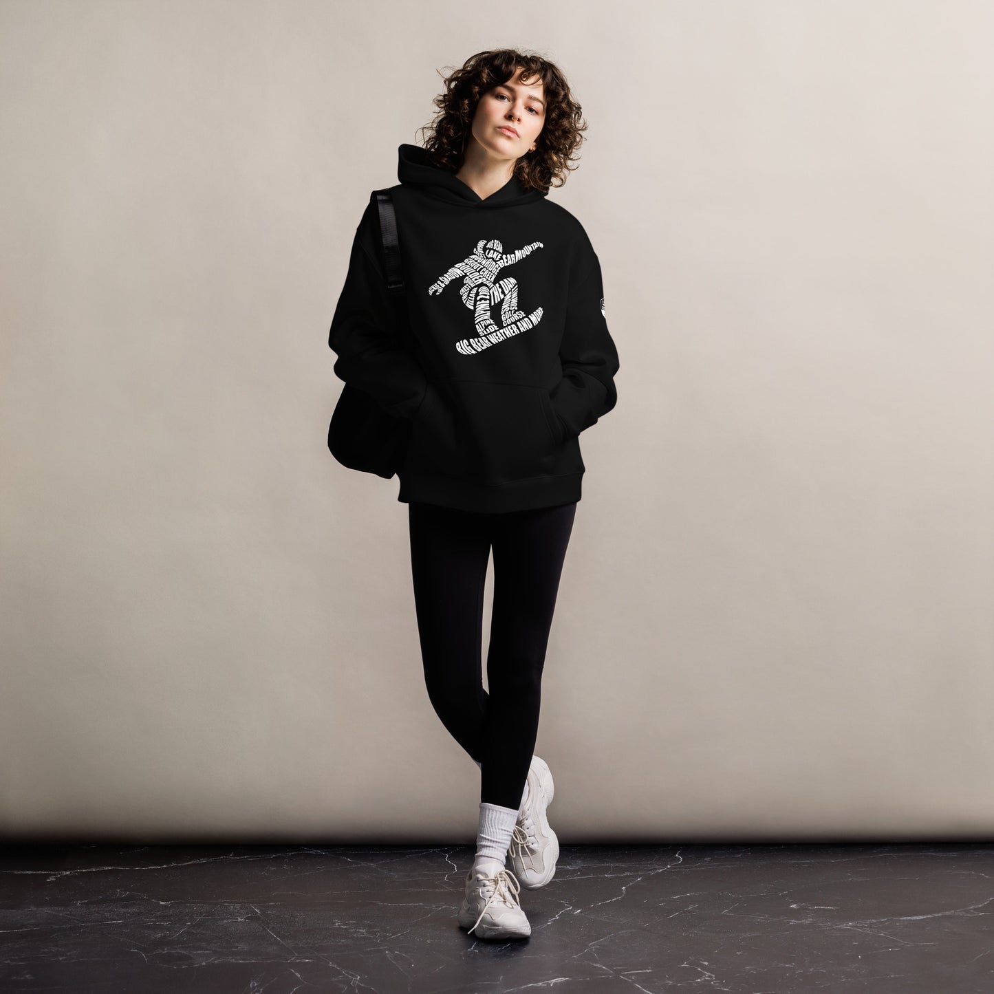 Oversized Snowboarder Typography Hoodie