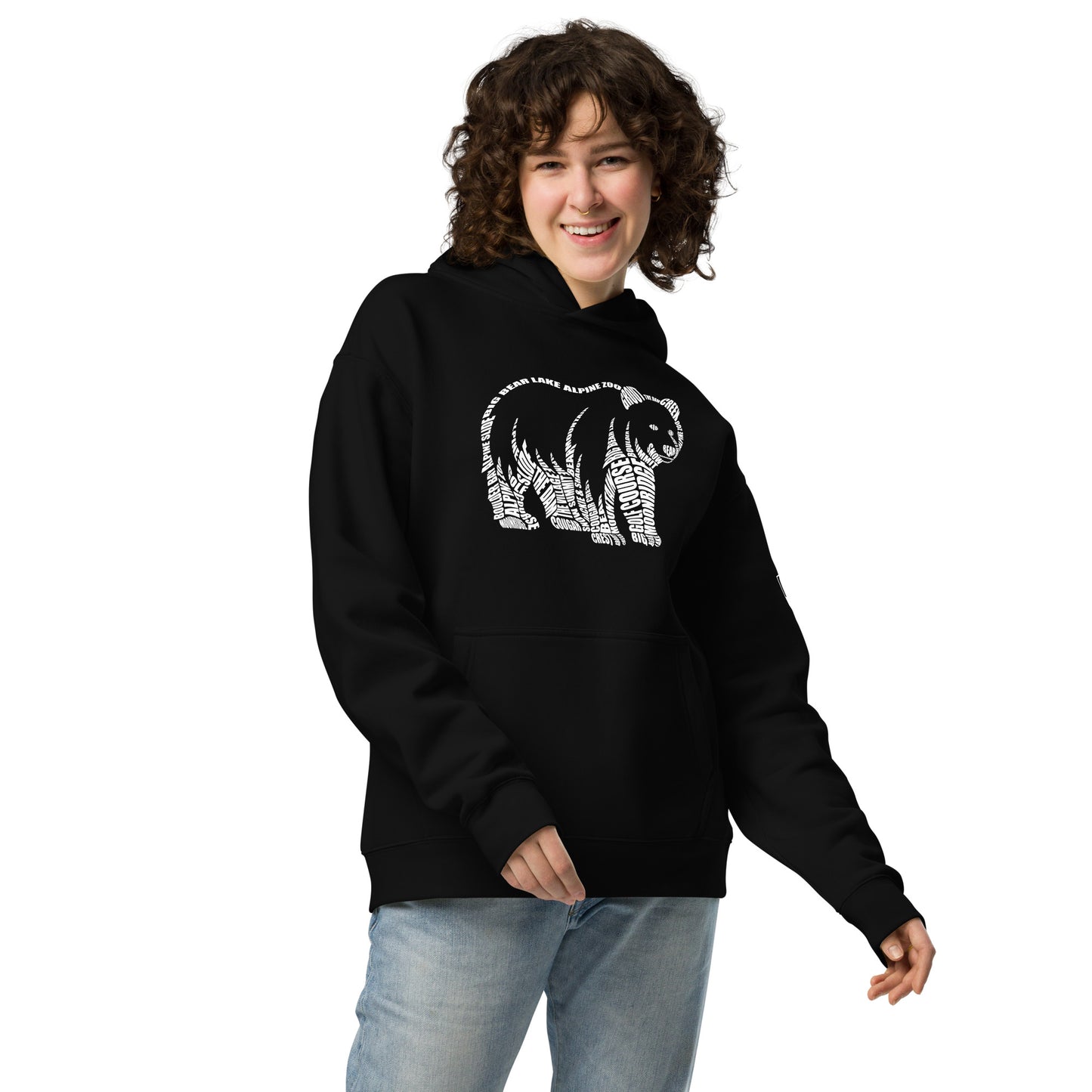 Oversized Bear Typography Hoodie