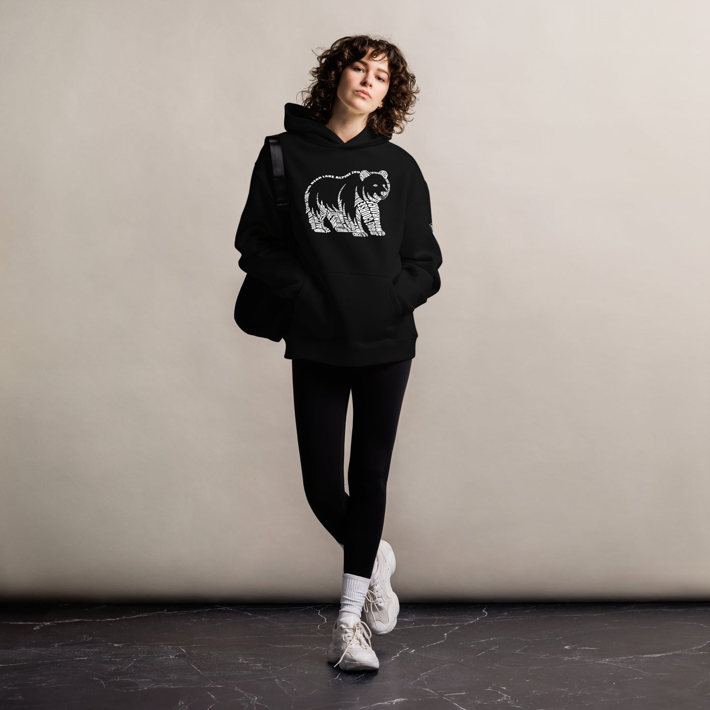 Oversized Bear Typography Hoodie