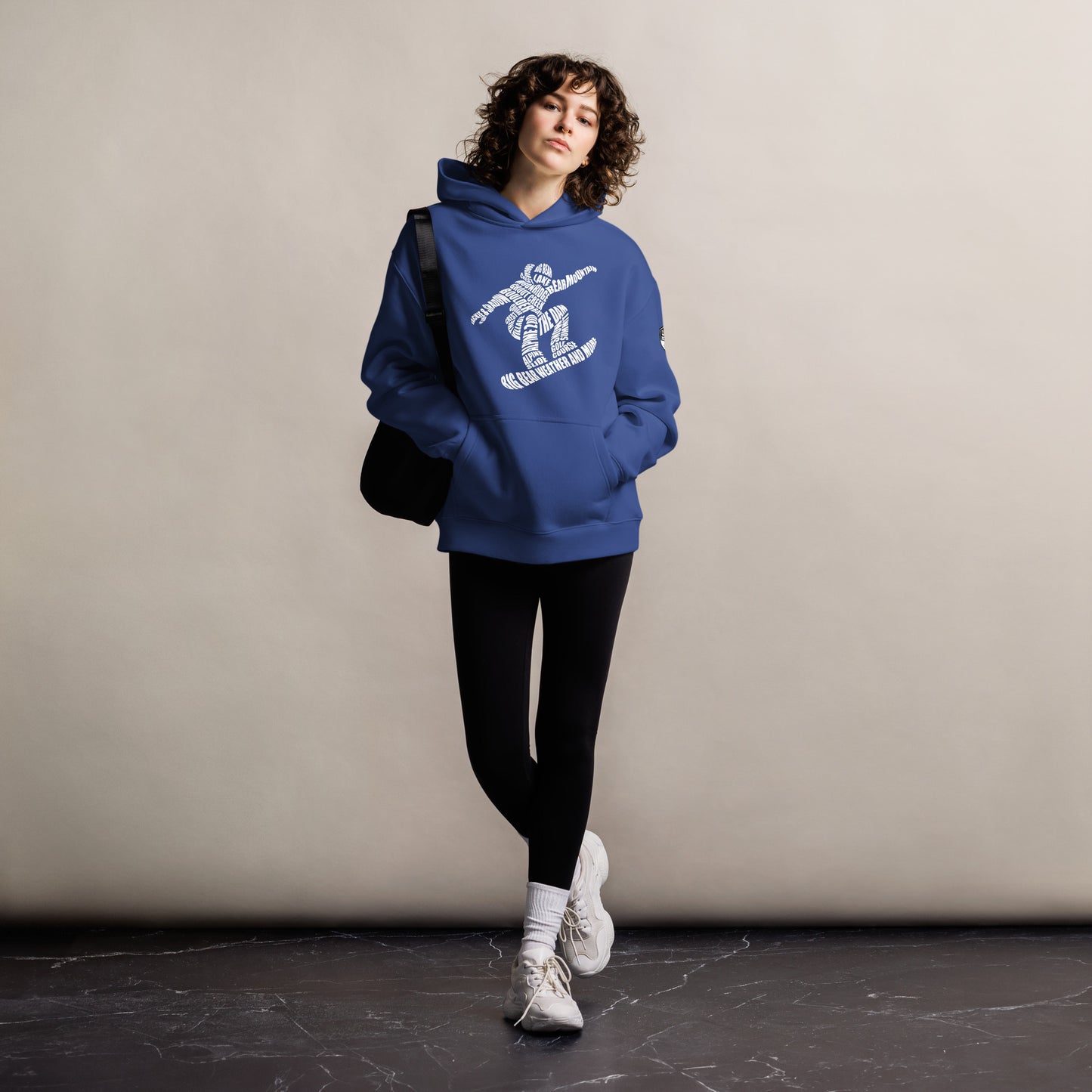 Oversized Snowboarder Typography Hoodie