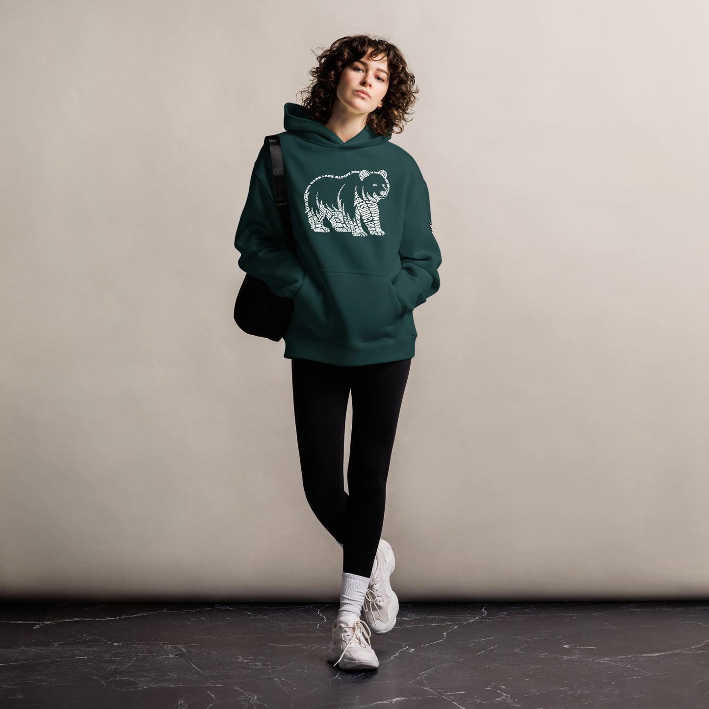 Oversized Bear Typography Hoodie